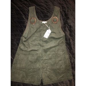 Corduroy short overalls romper